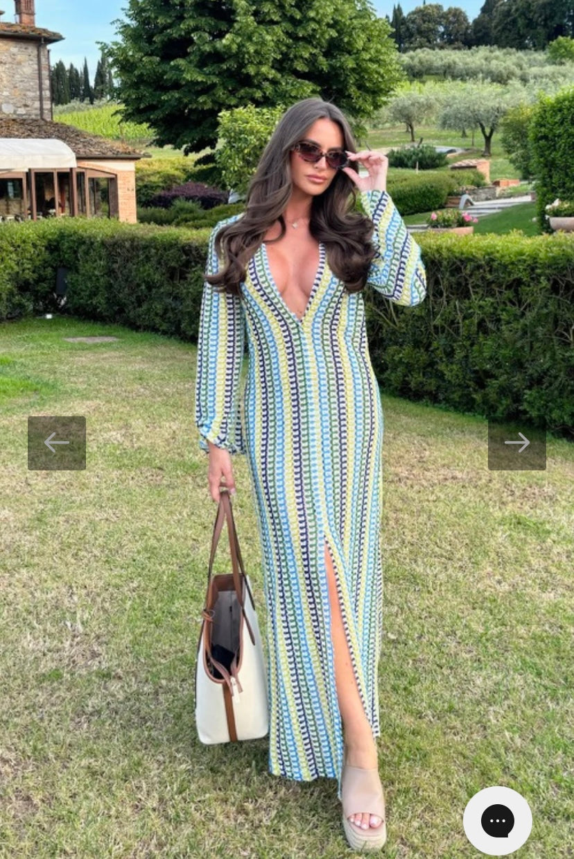 PIRYA GREEN KNIT MAXI DRESS COVER UP