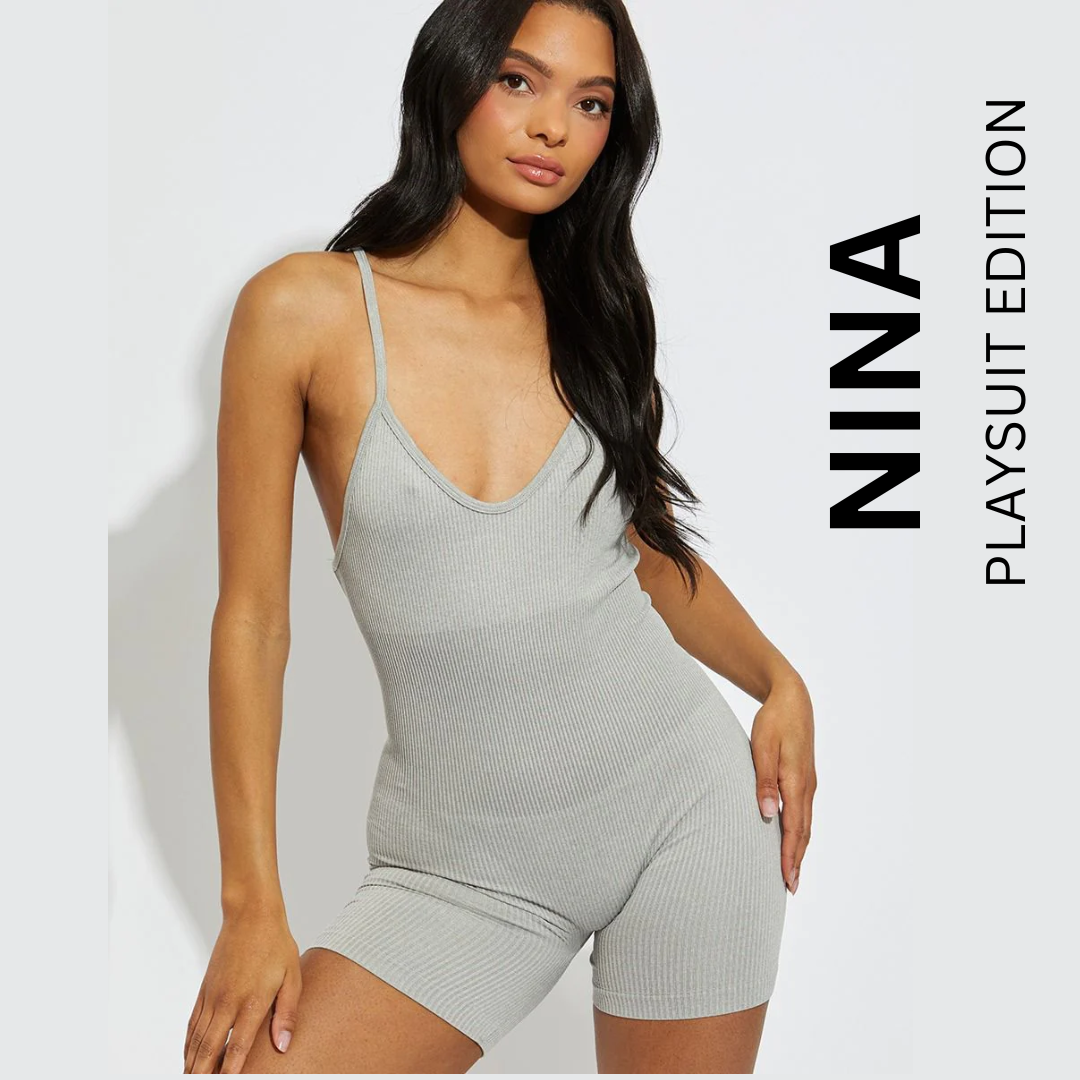 NINA - SLEEVELESS (UNITARD Style )  RIB KNIT Playsuit