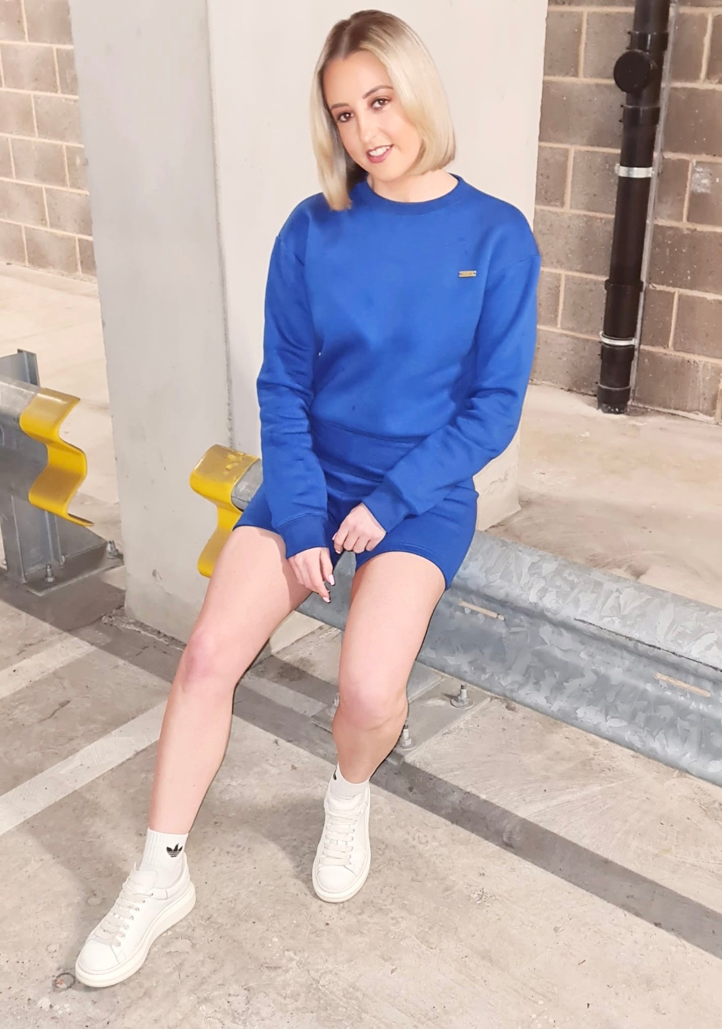 CLAUDIA  HOLIDAY VIBES SWEATER SHORT LOUNGEWEAR SET - Royal Blue