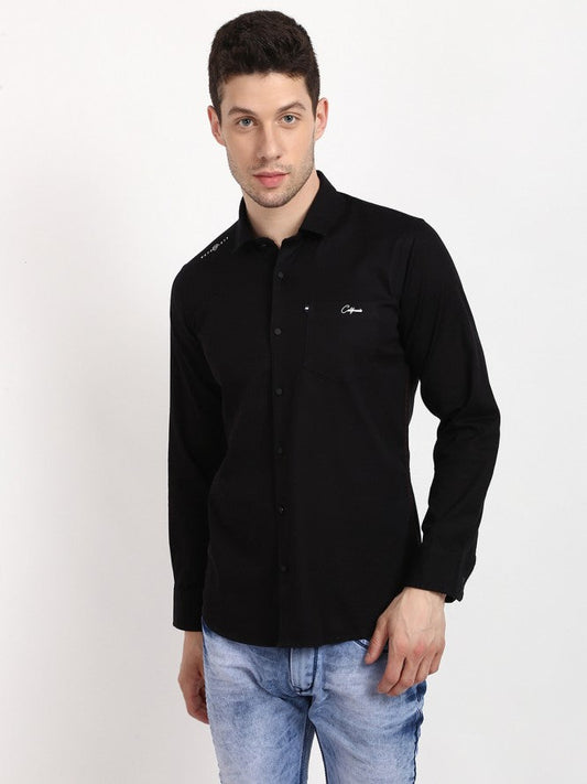 Men Full Sleeves Plain Casual Shirt (White)
