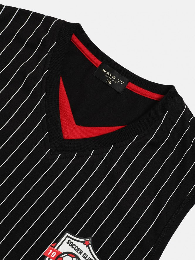 Kids Junior Boys Sleeve Less T-Shirt (Black)