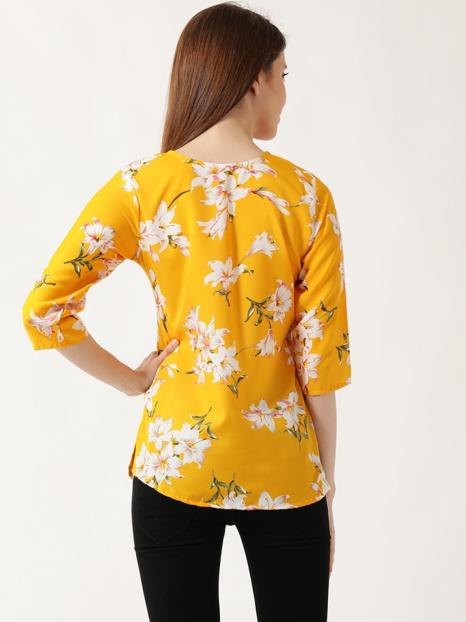 Women Hosiery Half Sleeves Printed Top (green)