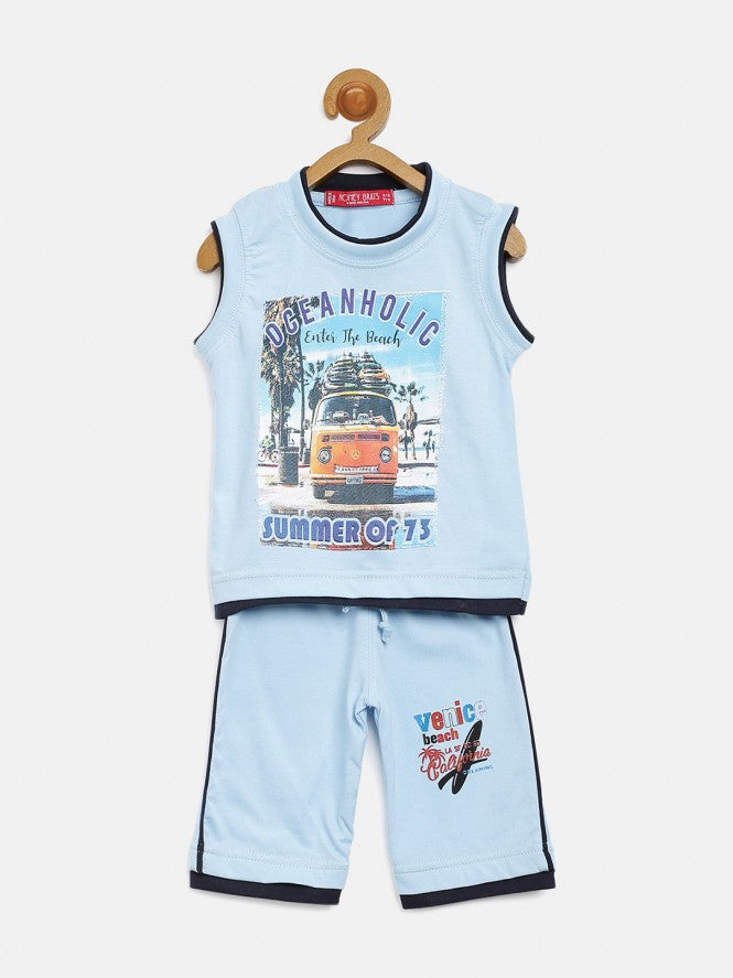 Kids Kids Boys T-Shirt Pant Set (Blue)