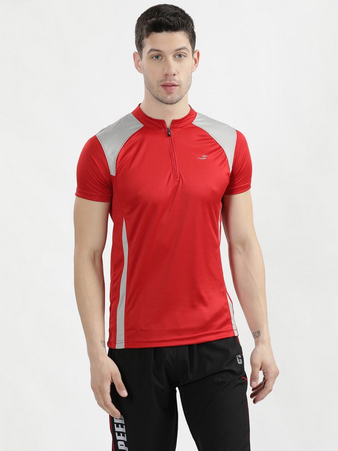 Men Drifit Color Blocked Half Sleeves T-Shirt (Navy Blue)
