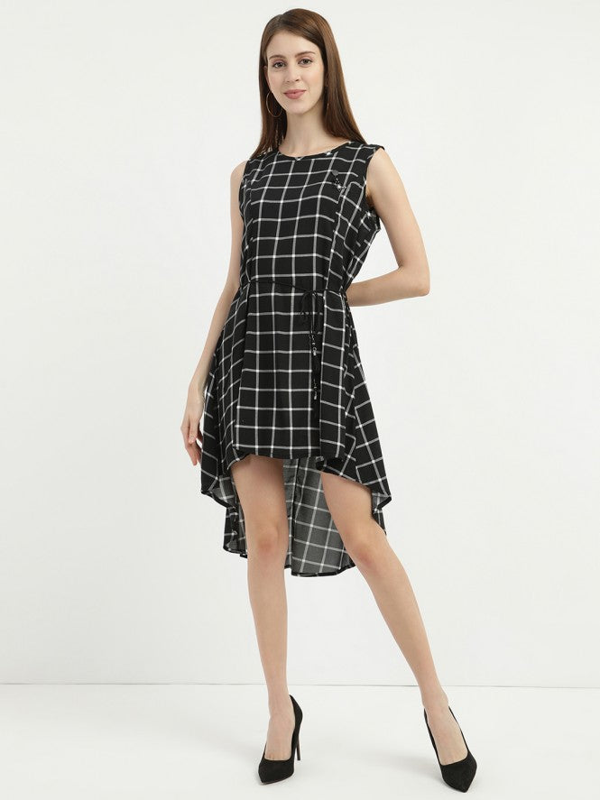 Women Half Sleeve Mid Frock (Black)