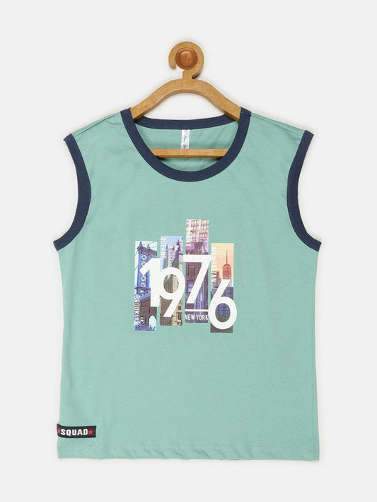Junior Boys Sleeve Less T-Shirt (Aqua)