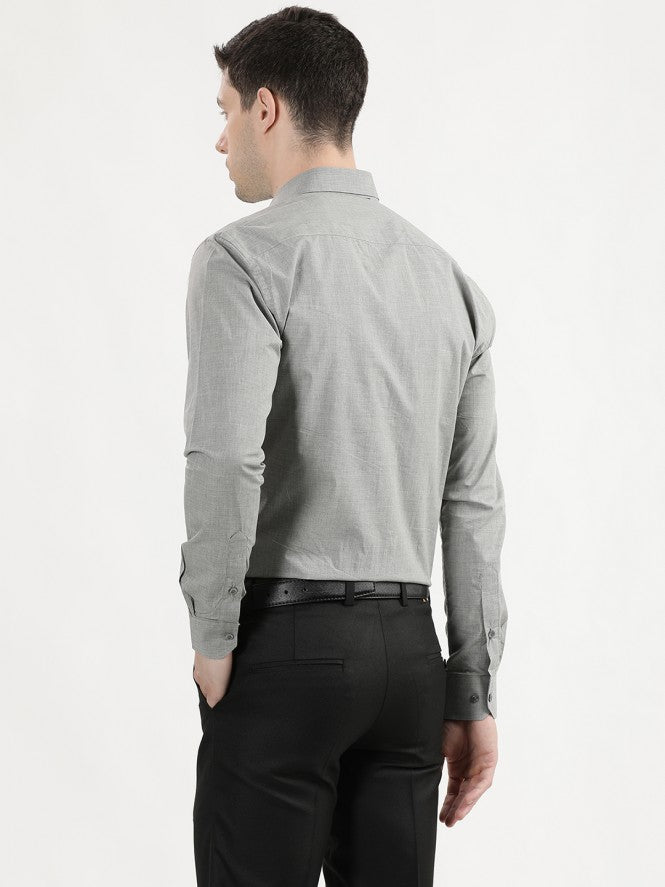 Men Full Sleeves Plain Formal Shirt (Light Grey)