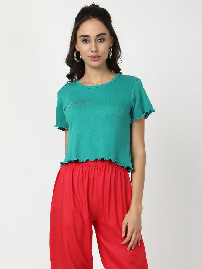 Women Hosiery Crop Top (Peach)
