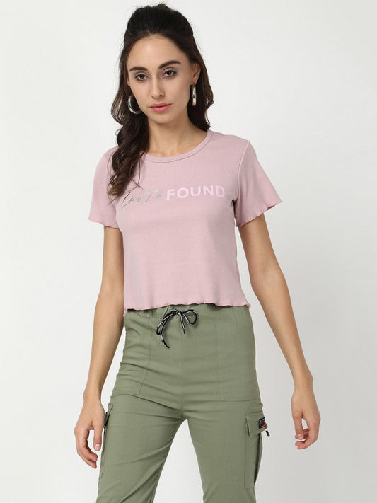 Women Hosiery Crop Top (Peach)