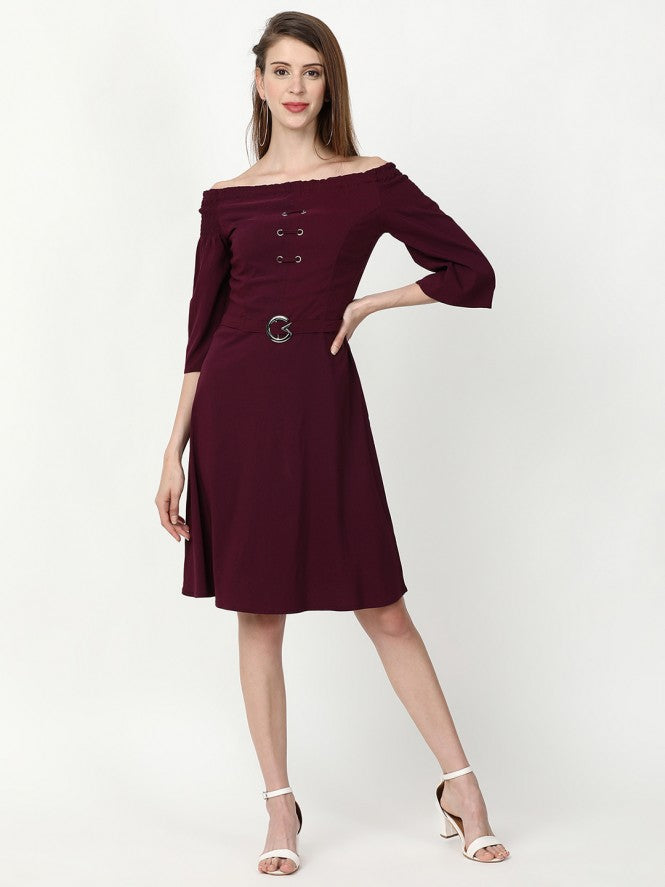 Women Textile Half Sleeve Mid Frock (Mustard)